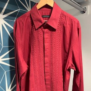Kenneth Cole New York XXL cranberry colored w/ tuxedo pleat detail in front.